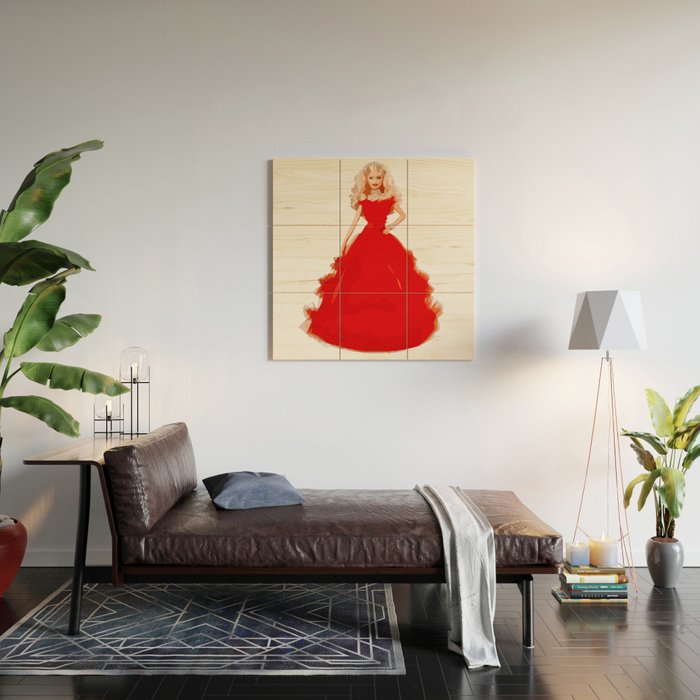 Christmas Doll in Red Dress Vector Art Wood Wall Art Gallery Image 2