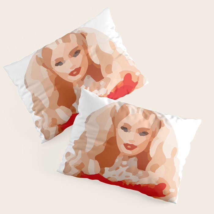 Christmas Doll in Red Dress Vector Art Pillow Sham Gallery Image 3