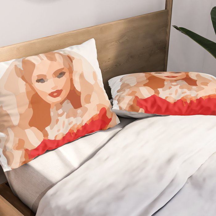 Christmas Doll in Red Dress Vector Art Pillow Sham Gallery Image 2