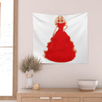 Christmas Doll in Red Dress Vector Art Wall Tapestry Gallery Image 2
