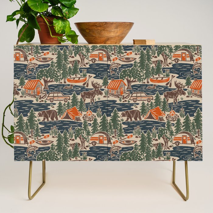North Country Summer - classic blue, green, brown, and red Credenza Gallery Image 1