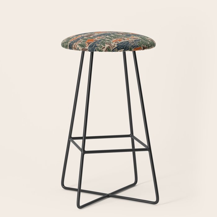 North Country Summer - classic blue, green, brown, and red Stool Gallery Image 1