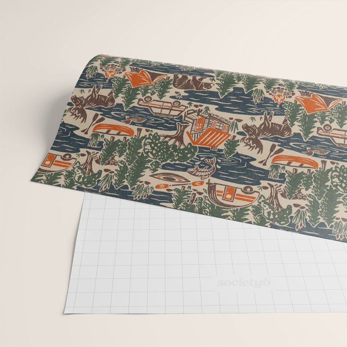 North Country Summer - classic blue, green, brown, and red Wrapping Paper Gallery Image 2