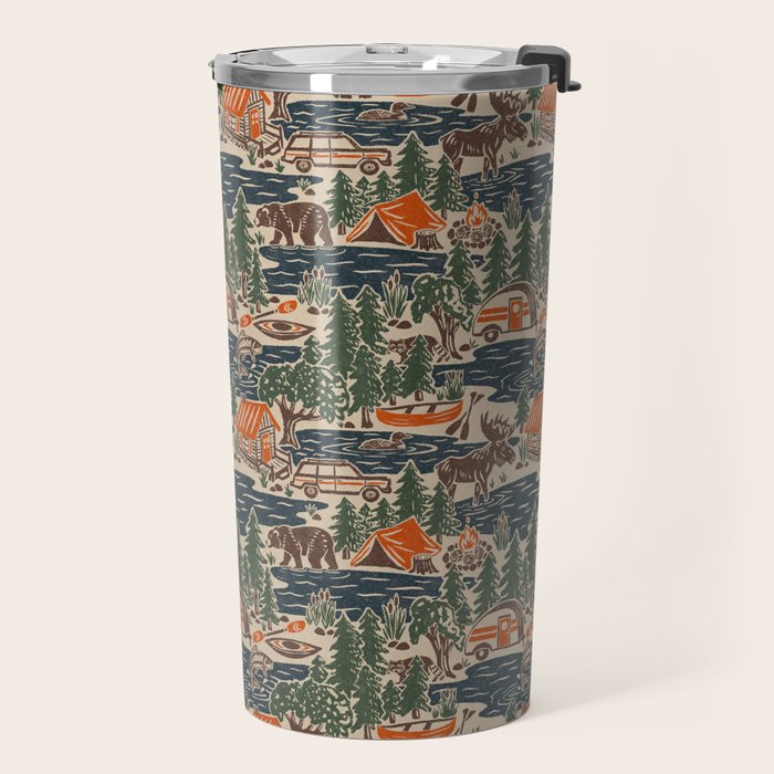 North Country Summer - classic blue, green, brown, and red Travel Mug Gallery Image 2