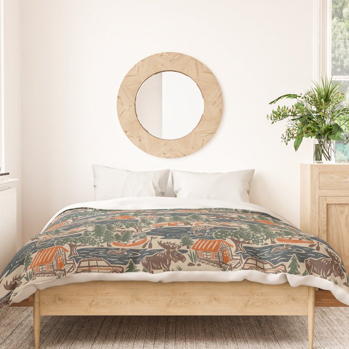 North Country Summer - classic blue, green, brown, and red Duvet Cover Gallery Image 3