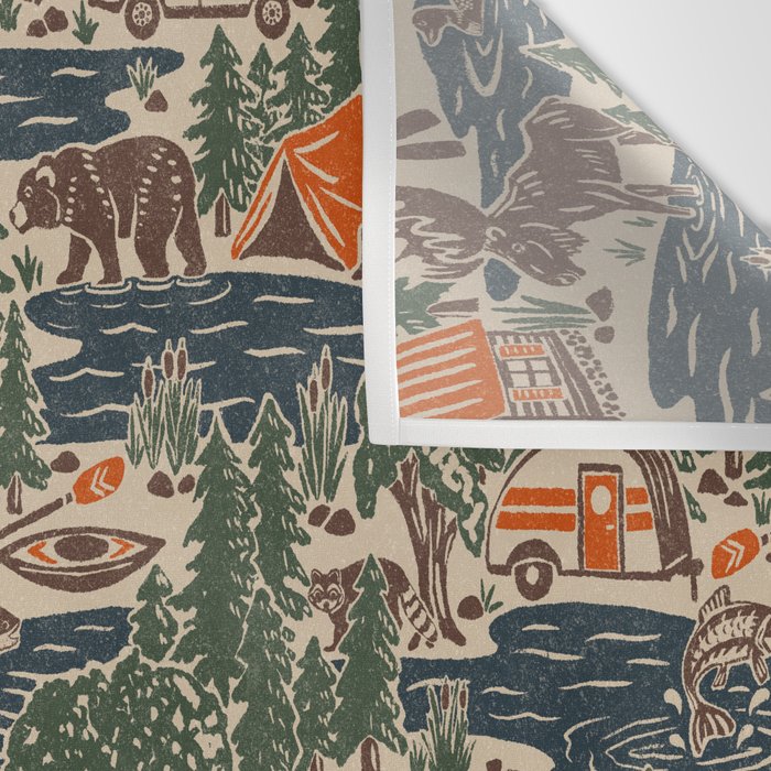 North Country Summer - classic blue, green, brown, and red Wall Tapestry Gallery Image 3