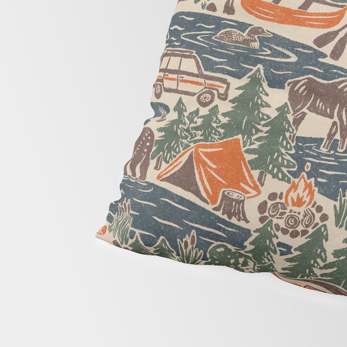 North Country Summer - classic blue, green, brown, and red Pillow Sham Gallery Image 4