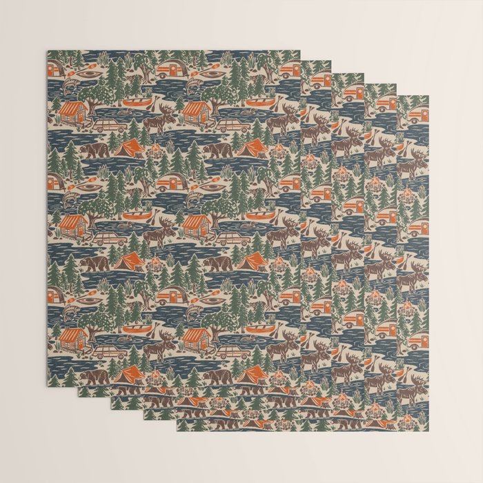 North Country Summer - classic blue, green, brown, and red Wrapping Paper Gallery Image 3