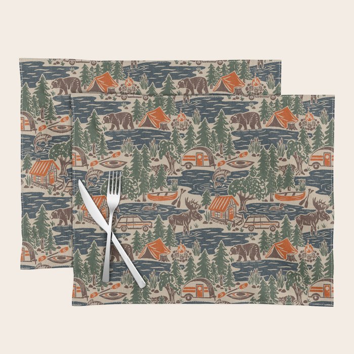 North Country Summer - classic blue, green, brown, and red Placemat Gallery Image 1