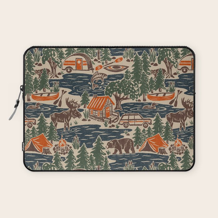 North Country Summer - classic blue, green, brown, and red Laptop Sleeve Gallery Image 1