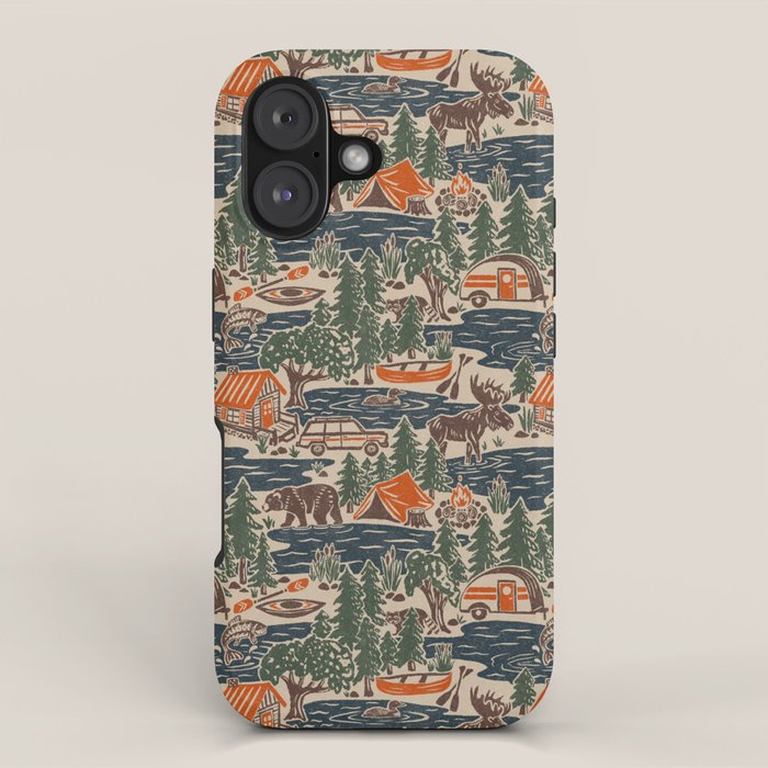 North Country Summer - classic blue, green, brown, and red iPhone Case Gallery Image 1