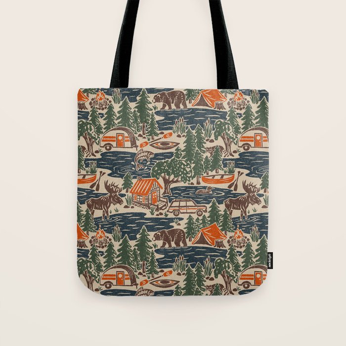 North Country Summer - classic blue, green, brown, and red Tote Bag Gallery Image 1