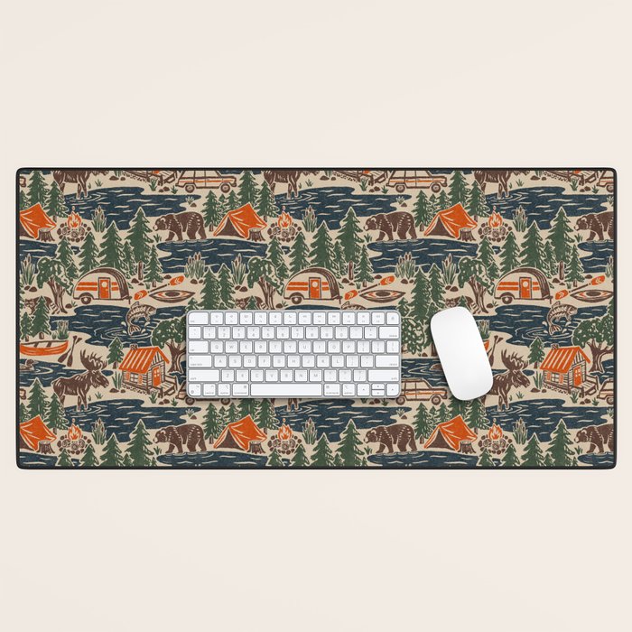 North Country Summer - classic blue, green, brown, and red Desk Mat Gallery Image 1