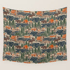 North Country Summer - classic blue, green, brown, and red Wall Tapestry Gallery Image 4