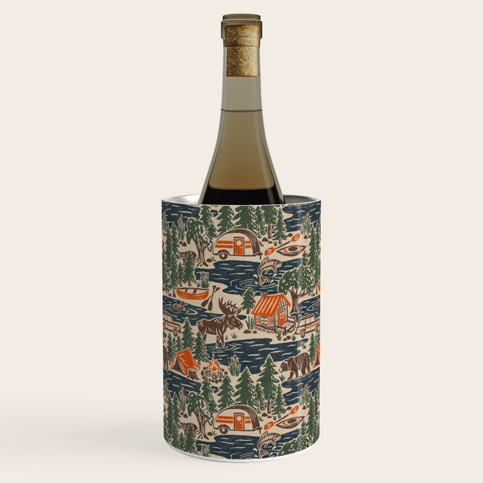 North Country Summer - classic blue, green, brown, and red Wine Chiller Gallery Image 1