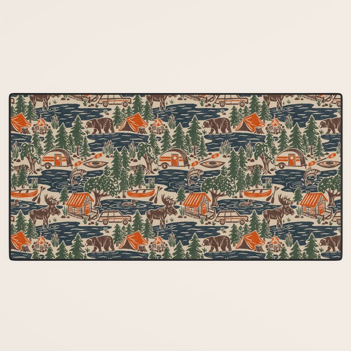 North Country Summer - classic blue, green, brown, and red Desk Mat Gallery Image 3