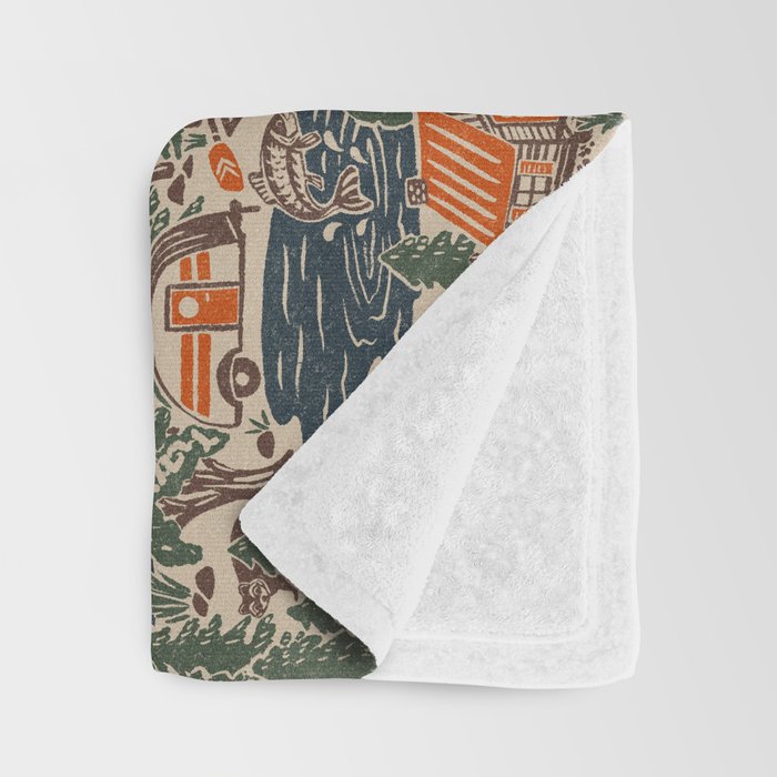 North Country Summer - classic blue, green, brown, and red Throw Blanket Gallery Image 3