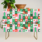 Modern christmas geometric mosaic art pattern Credenza Gallery Image 1