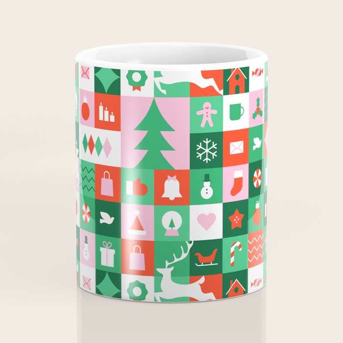 Modern christmas geometric mosaic art pattern Coffee Mug Gallery Image 4