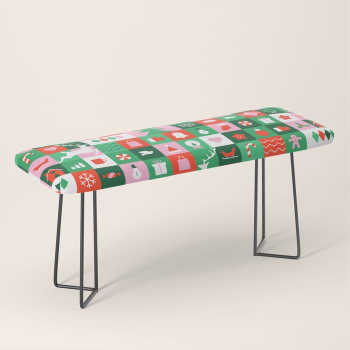 Modern christmas geometric mosaic art pattern Bench Gallery Image 1