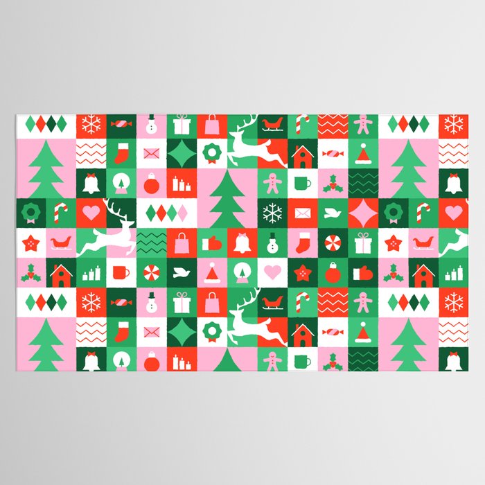 Modern christmas geometric mosaic art pattern Tablecloth Gallery Image 2