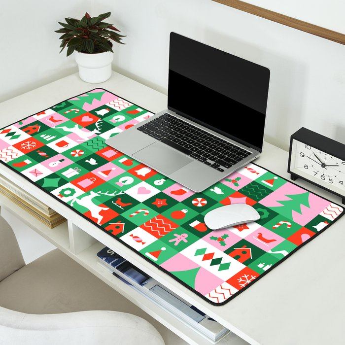 Modern christmas geometric mosaic art pattern Desk Mat Gallery Image 2