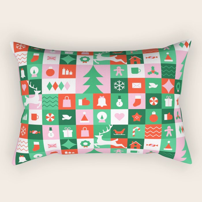 Modern christmas geometric mosaic art pattern Rectangular Pillow Gallery Image 2