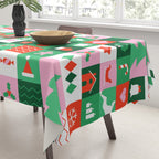 Modern christmas geometric mosaic art pattern Tablecloth Gallery Image 3