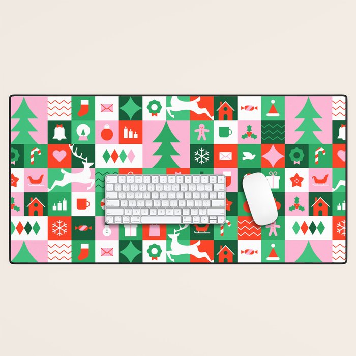 Modern christmas geometric mosaic art pattern Desk Mat Gallery Image 1