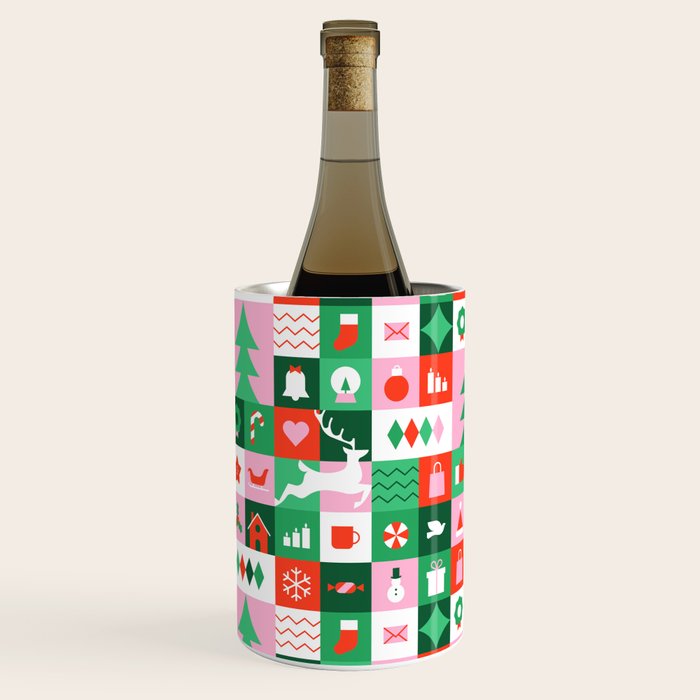 Modern christmas geometric mosaic art pattern Wine Chiller Gallery Image 2