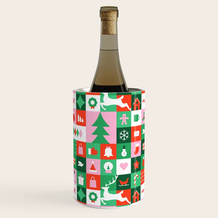 Modern christmas geometric mosaic art pattern Wine Chiller Gallery Image 1