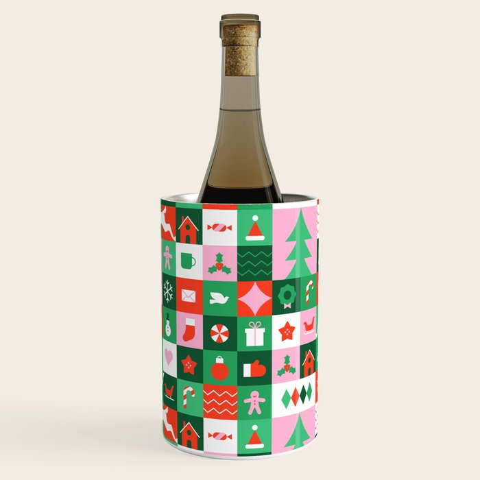 Modern christmas geometric mosaic art pattern Wine Chiller Gallery Image 3
