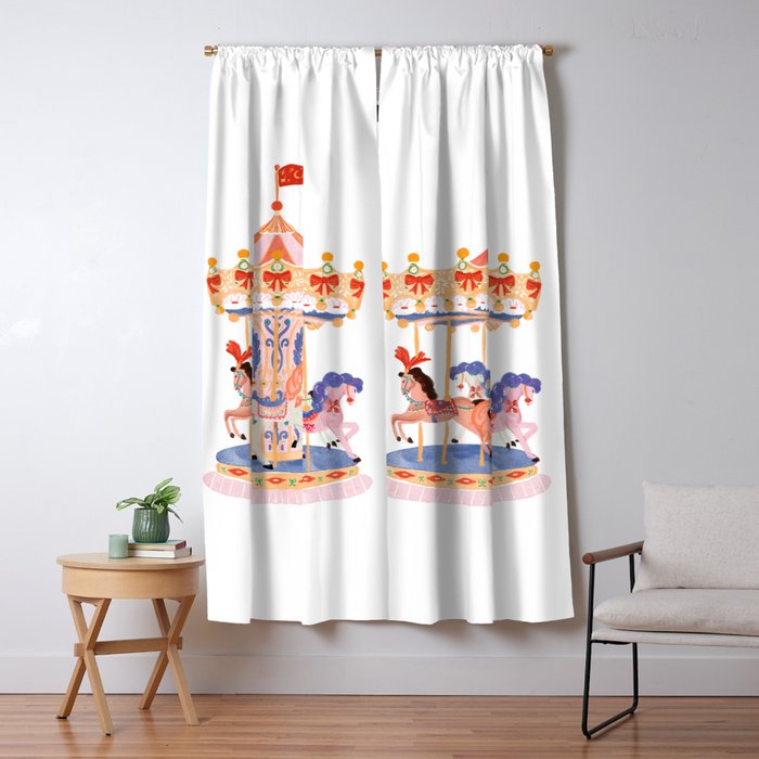 Whimsical Vintage Carousel Ride Window Curtain Gallery Image 5