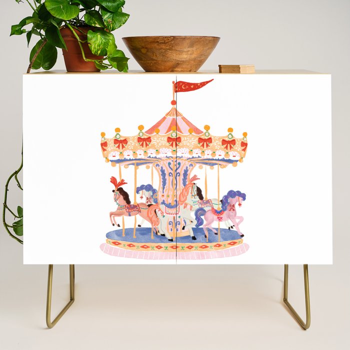 Whimsical Vintage Carousel Ride Credenza Gallery Image 1