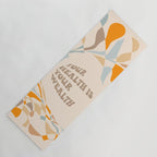 YOUR HEALTH IS YOUR WEALTH with Liquid retro abstract pattern in orange and blue Yoga Mat Gallery Image 1