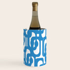 Pop Blue and White Contemporary Mid Century Modern Loops Abstract Pattern Wine Chiller Gallery Image 2