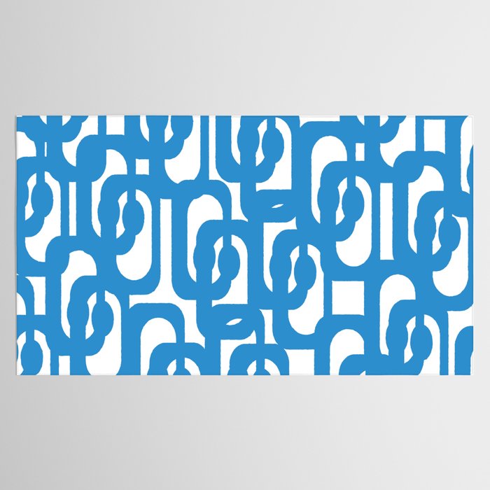 Pop Blue and White Contemporary Mid Century Modern Loops Abstract Pattern Tablecloth Gallery Image 2
