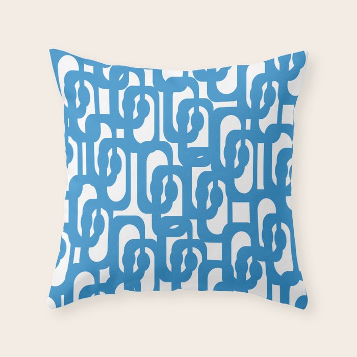 Pop Blue and White Contemporary Mid Century Modern Loops Abstract Pattern Throw Pillow Gallery Image 6