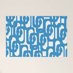 Pop Blue and White Contemporary Mid Century Modern Loops Abstract Pattern Welcome Mat Gallery Image 1