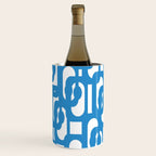 Pop Blue and White Contemporary Mid Century Modern Loops Abstract Pattern Wine Chiller Gallery Image 3