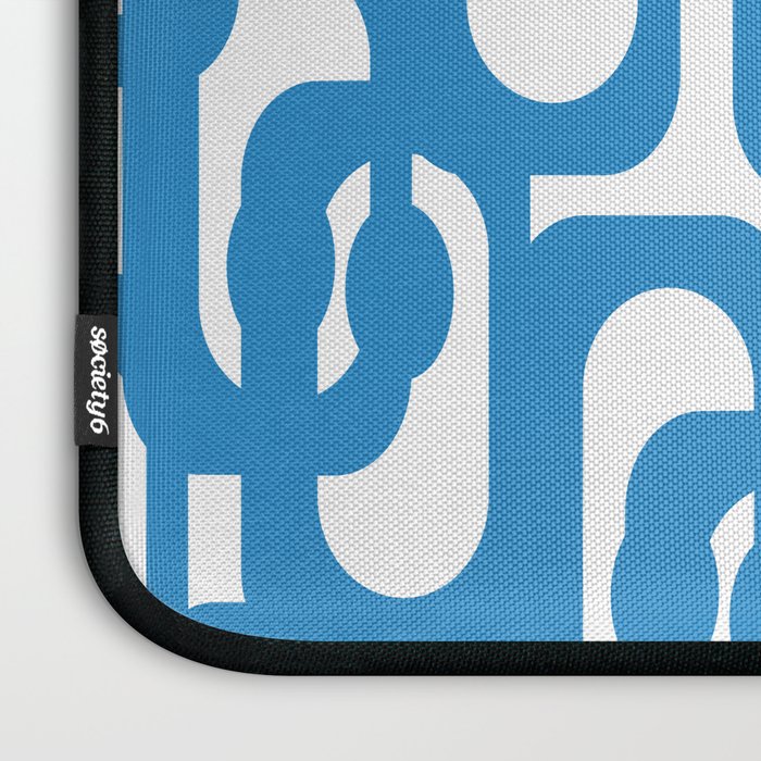 Pop Blue and White Contemporary Mid Century Modern Loops Abstract Pattern Laptop Sleeve Gallery Image 3