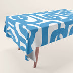 Pop Blue and White Contemporary Mid Century Modern Loops Abstract Pattern Tablecloth Gallery Image 1