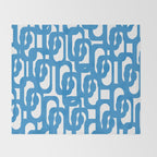 Pop Blue and White Contemporary Mid Century Modern Loops Abstract Pattern Throw Blanket Gallery Image 2