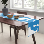 Pop Blue and White Contemporary Mid Century Modern Loops Abstract Pattern Table Runner Gallery Image 2