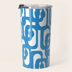 Pop Blue and White Contemporary Mid Century Modern Loops Abstract Pattern Travel Mug Gallery Image 3