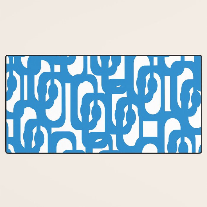 Pop Blue and White Contemporary Mid Century Modern Loops Abstract Pattern Desk Mat Gallery Image 3