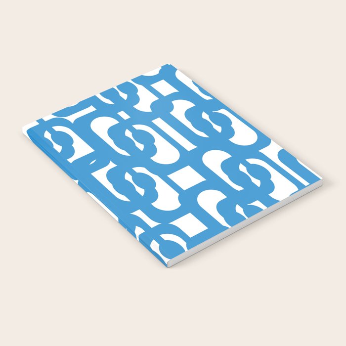 Pop Blue and White Contemporary Mid Century Modern Loops Abstract Pattern Notebook Gallery Image 2