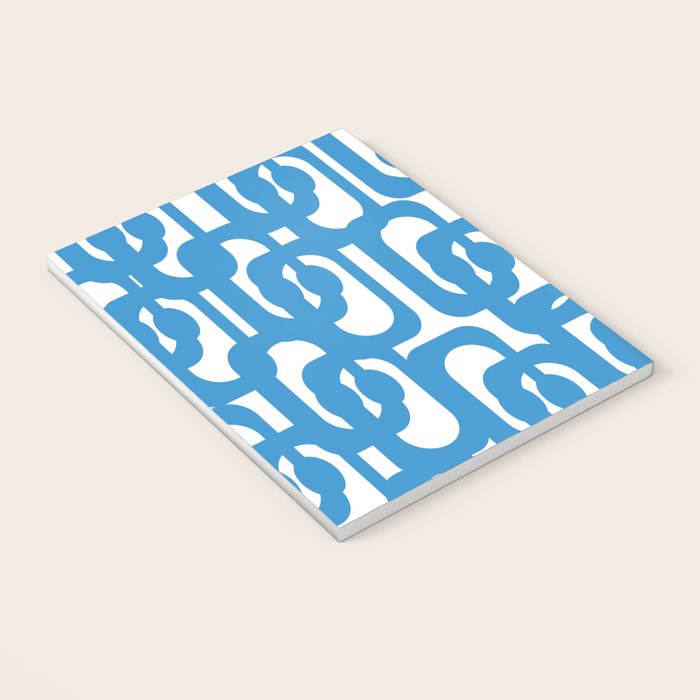 Pop Blue and White Contemporary Mid Century Modern Loops Abstract Pattern Notebook Gallery Image 3