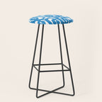 Pop Blue and White Contemporary Mid Century Modern Loops Abstract Pattern Stool Gallery Image 1