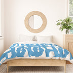 Pop Blue and White Contemporary Mid Century Modern Loops Abstract Pattern Duvet Cover Gallery Image 3